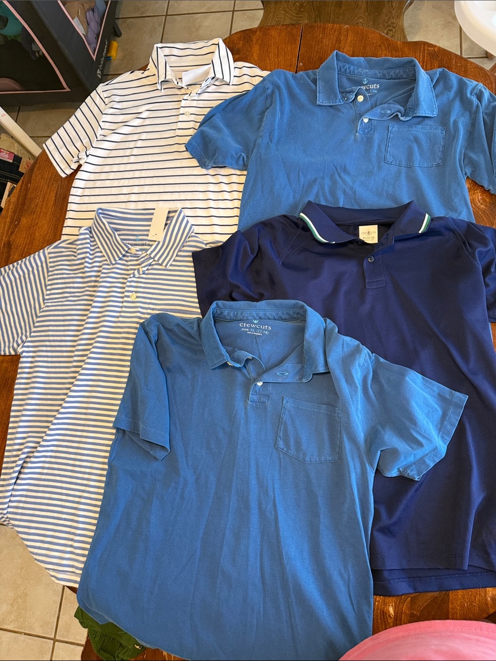 Crewcuts Mixed Blue Polo Lot - Striped & Solid Styles